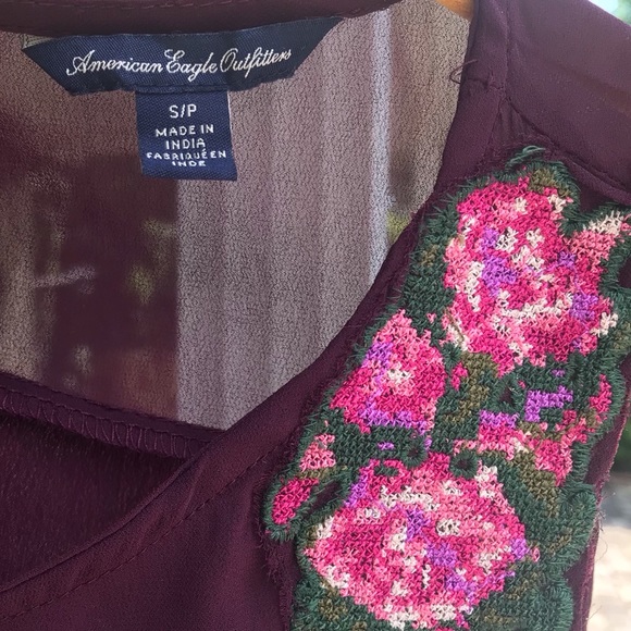 American Eagle Pleated Embroidered Tank Top - Picture 7 of 7